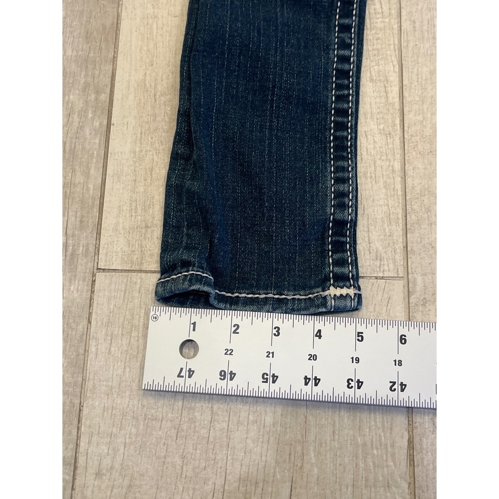 True Religion Stella Big T Skinny Jeans Dark‎ Wash White Stitch Size 26 Low Rise - Picture 4 of 10